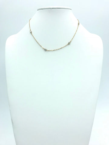 Cubic Zirconia choker with gold-filled chain