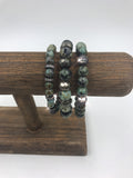 African Turquoise bracelet with round pave cz beads