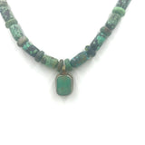 Vintage Turquoise Beaded necklace with Tibetan Silver Amazonite Pendant
