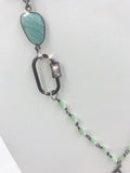 Amazonite necklace with Monalisa Rosary chain and Amazonite pendant and carabiner