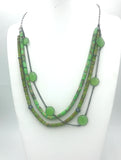 One-of-a-kind multi-strand Gaspeite and Green Chalcedony necklace
