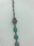 Amazonite bezel gunmetal chain w/Turquoise Jasper Rosary Chain