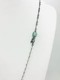 One-of-a-kind Amazonite stones in bezel with silver and rosary chain & sterling silver charm