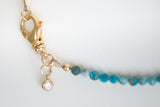 Apatite beaded choker with gold clasp and Cubic Zirconia charm
