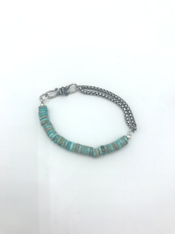 Blue Jasper Bracelet with Sterling Silver Chain