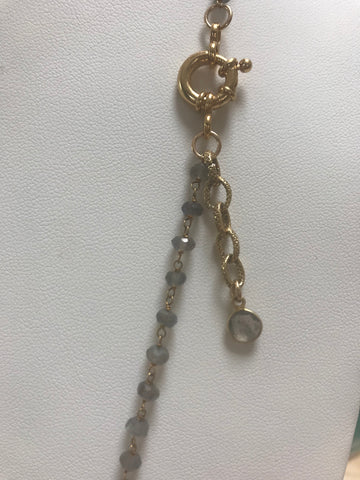 Labradorite rosary chain with silver Ethiopian cross