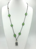 Chalcedony (green) black plated connector chain with sterling silver locket and clasp
