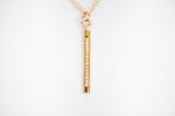 Gold vertical bar with Cubic Zirconia and gold-filled chain