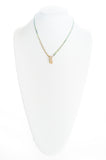 Jade beaded choker with chunky gold chain and gold lock