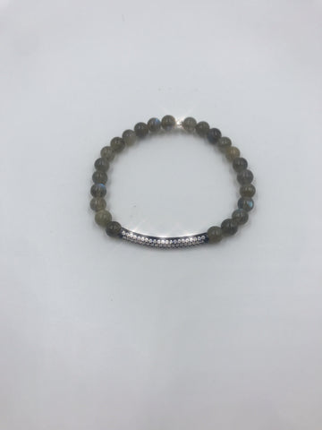 Labradorite bracelet with CZ spacer tube