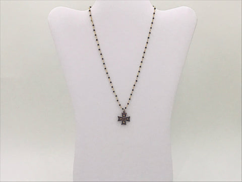 Vintage Crystal and aged brass cross charm
