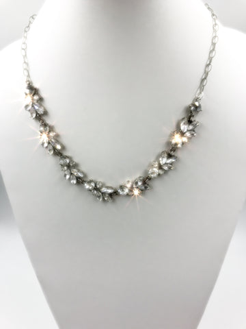 Vintage Rhinestone Necklace with silver chain. One-of-a-kind