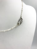 Silver necklace with pave cz gold carbiner closure