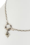 Silver choker chain with toggle and heart charm