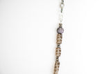 Smokey Topaz long beads, Hematite, silver pave Cubic Zirconia beads and chunky silver chain