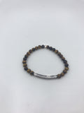 Tiger Eye bracelet with CZ pave tube connector