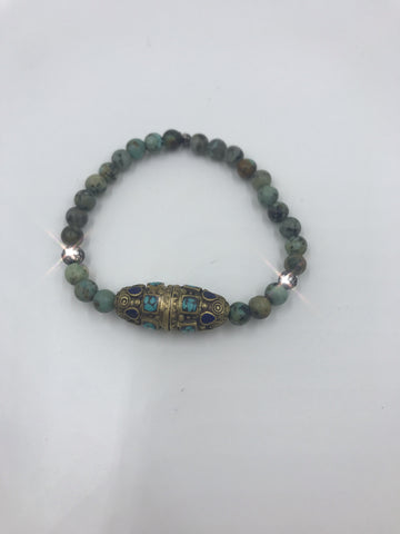 African Turquoise bracelet with Ethiopian bead