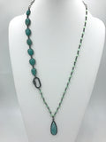 Amazonite necklace with Monalisa Rosary chain and Amazonite pendant and carabiner