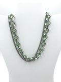 3-strand choker with Green Amethyst, Silver, Monalisa Rosary Chain