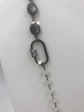 Moonstone necklace with CZ pave carabiner and one-of-a-kind silver pendant
