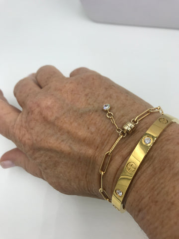 Paperclip gold chain bracelet