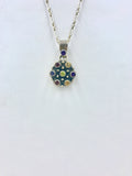 One-of-a-Kind Round Sterling Silver Pendant with Semi-Precious Stones